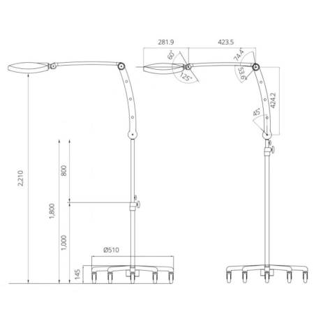 Lampa Luvis E100MLampa zabiegowo-operacyjna bezcieniowa E100M przejezdna